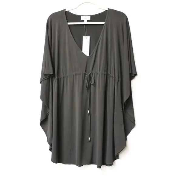 Veronica M. | Dresses | New Veronica M Black Batwing Mini Dress Front  Drawstring | Poshmark